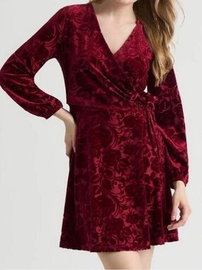 NWT 🆕 Mexx Velvet Wrap Holiday Dress - Burgundy size L
